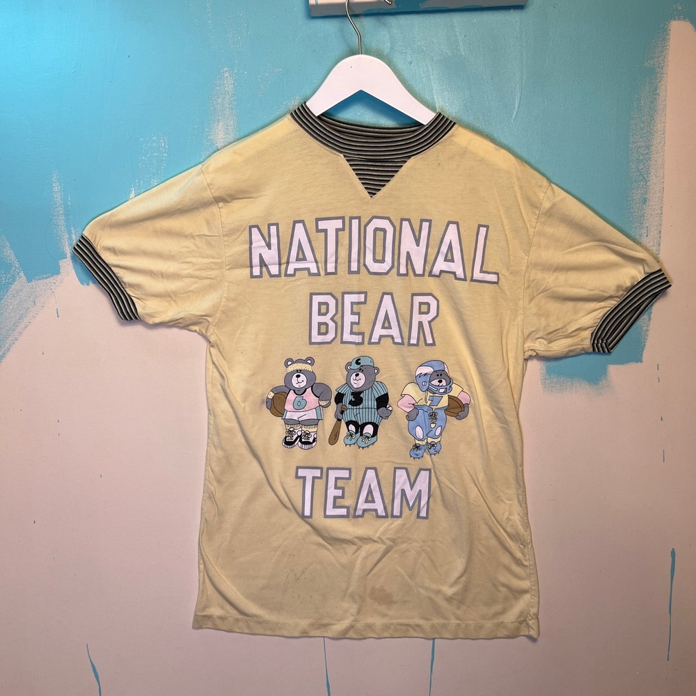 Vintage Energie Sleep‎ Shirt 1986 National Bear Team Oversized OSFA S 18.5x29in